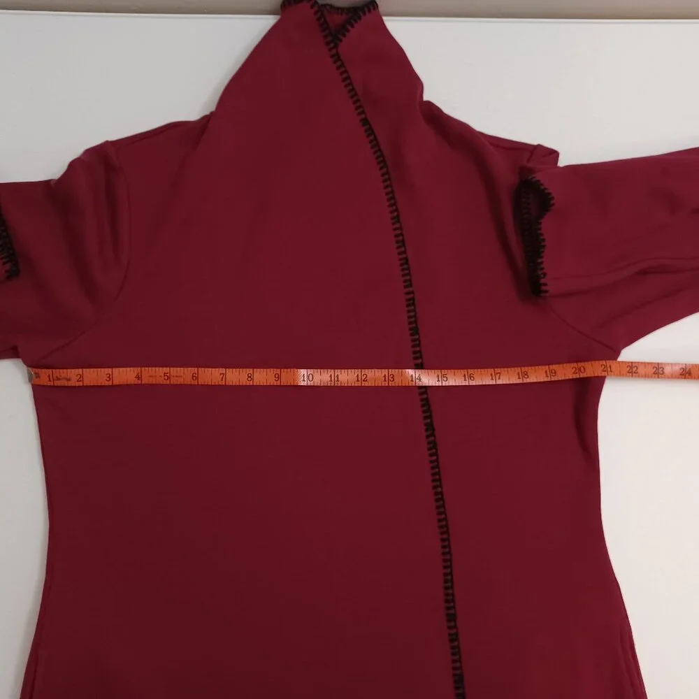Women's D. & Co. Wine‎ Color Open Front Cardigan with Pockets Size Medium